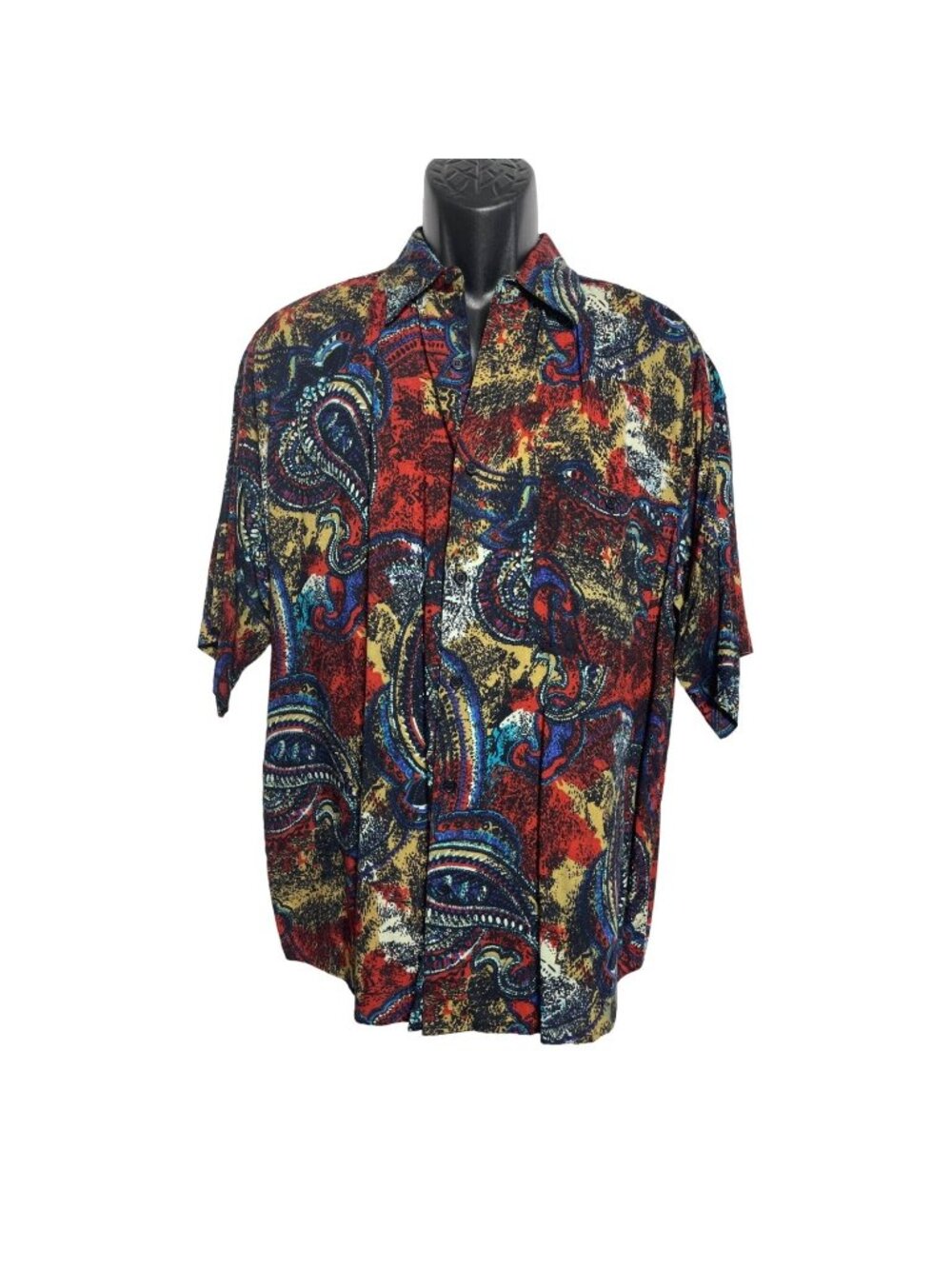 Vintage Henri Valdise Button Front Shirt Abstract Paisley Size Large
